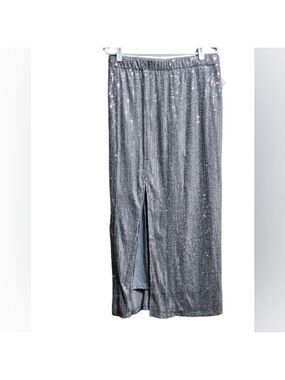 Adiva maxi sequin skirt color grey silver size large